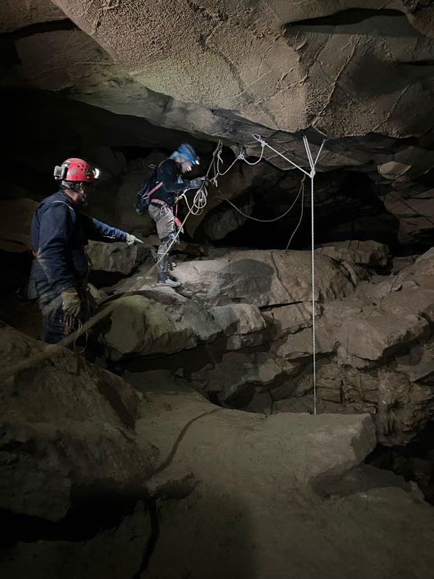 Scott did an outstanding job rigging this scarry drop, notice how far the rope is out over the hole.
